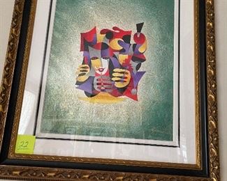 KRASNYANSKY - "Sweet Tunes #13" - 2006 - 29.5"x23.5"  Watercolor and Acrylic painging on handmade Japanese Rice Paper.  Signed in ink; lower left.  A unique work and one of a series of paintings by Krasnyansky depicting variations of this visual theme.  Information based on Certificate of Authenticity issued by Park West Gallery at the time of purchase; 07/11/2007.  