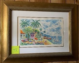JEAN-CLAUDE PICOT - "Cabanes de Pecheurs en Guadeloupe" - 2007 - 10-3/8" x 17-1/2" (6D).  Watercolor on woven paper, signed and titled in pencil - lower right.  A unique work from the collection of the artist.  Information based on Certificate of Authenticity provided by Park West Gallery at the time of purchase.  12/15/2009.  
