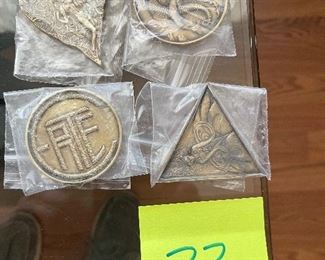 ERTE - "Heart, Mermaid, Spectacular Dimension & Parrot Medallions" - 2005 - 2.25" x 2.25".  Double-sided bronze medallion from the edition of 2500.  Information based on the Certificate of Authenticity provided at the time of purchase from Park West Gallery.