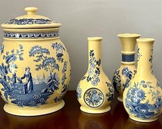 (3) Spode Vases & Covered Jar 