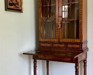Stuart Swan Furniture, Georgian Style Mahogany Butler's Secretary Bookcase with Inlays- 30"l x 20"w x 80"h (available for pre-sale): $850