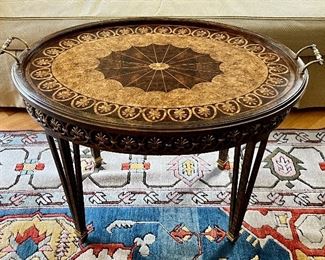 Maitland Smith Butler's Table with Iron Base and Inlays - 35.5"l x 25"w x 26"h