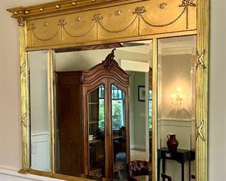 Gilt Over Mantle Neo Classical Mirror with Side Columns - 51"l x 3"w x 42.25"h 