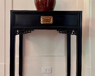 Vintage Chinese Black Lacquer Side Table - 24"l x 16"w x 29"h