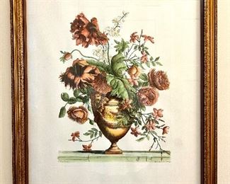 Engraving of Flowers in Gold Vase - 25.25" x 33.5"