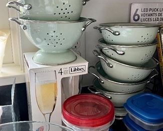 Pale green strainers
