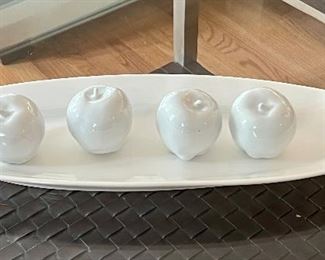 Ceramic Apples on Ceramic Tray