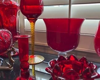 Red Carnival Glassware 