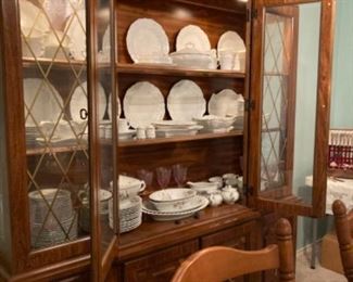 Dining room lighted hutch.