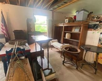 Bookcase, Side Tables, Peg Board