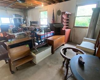 Hutch, Blanket Chests, Antique Child's School Seat 