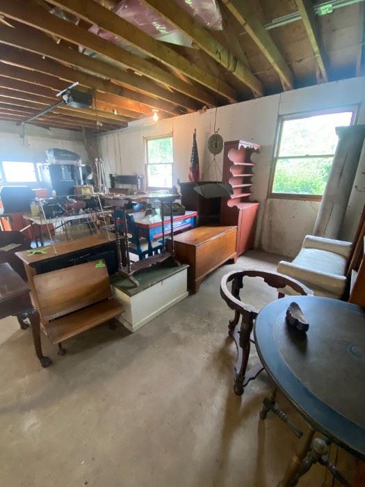 Hutch, Blanket Chests, Antique Child's School Seat 