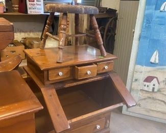 Barn Stool, Side Table with storage