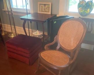 Nursing Rocker, Ottoman, Black TV Folding Side Tables, Stained Glass Heart, Floor Lamps