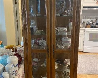 Display Cabinet ~ inside includes many collectibles, fragile pieces such as glass, tea cups, crystal, and other smalls