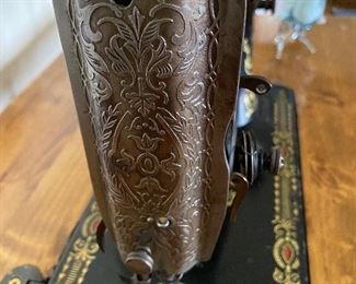 detail of antique Singer sewing machine 