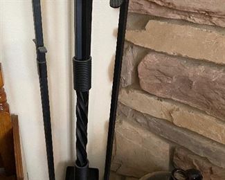 huge cast iron fireplace tender set 