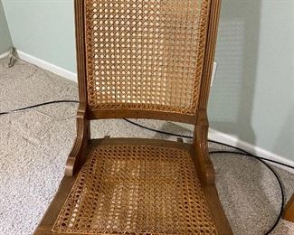 Antique burled walnut and caned chair 