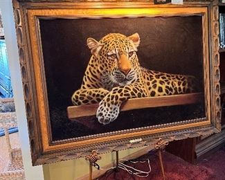 Jaguar Prince by W. Shin 32"  44" oil on velvet original