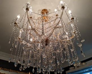 Another view of the 15-light Maria Theresa crystal chandelier.