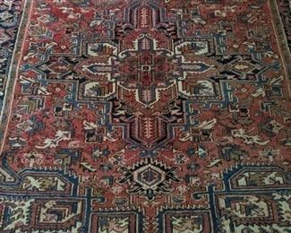 GORGEOUS hand-woven Persian Heriz rug  with just the right amount of wear and faded color that makes it extra yummy; measures 8' 6" x 7' 5".