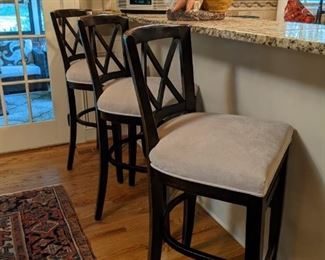 Set/3 generously-sized wood/upholstered stools, from Ballard Designs.