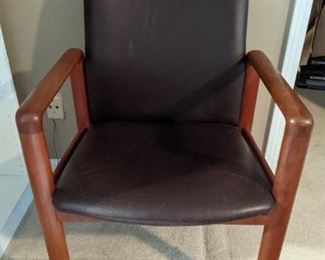 One of a set/4 Danish teak/leather armchairs.