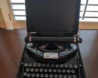 Fun, vintage Remington "Noiseless Portable" typewriter in carrying case.