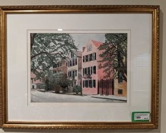 Lovely framed/matted original artist signed Charleston street scene, by J. Sidman.