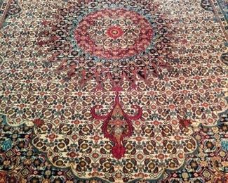 Vintage hand-woven Persian Bidjar rug, measures 8' 6" x 7' 2".