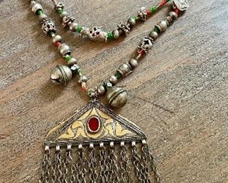 Item 16:  Vintage Tribal Necklace with Metal Dangle Fringe:  $145