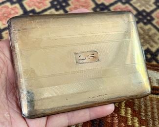 Item 36:  Vintage Sterling Silver Cigarette Case with Gold Vermeil - 4.75" x 3.25": $125