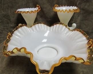 fenton amber crest console set