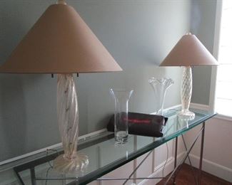 2 hand blown lamps with Murano glass by John Hutton for Donghia