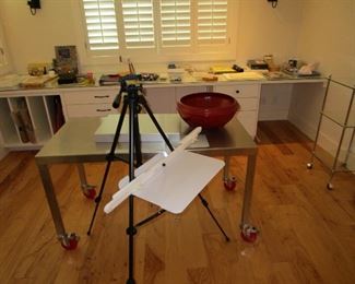 Art supplies, industrial steel table