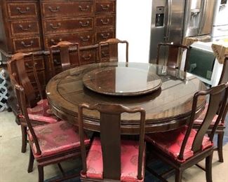 Asian Rosewood dining room table and eight chairs.  Orlando