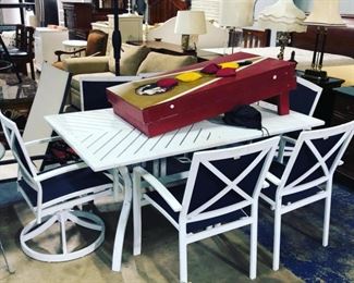 White patio set and corn hole. for sale Orlando