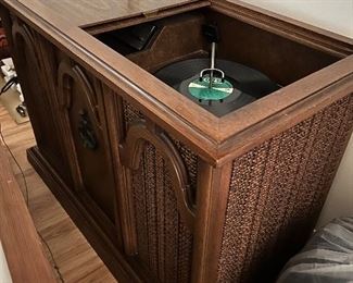 Record player, cabinet and radio plus