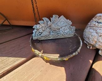 Bird Bath and Cardinal Resin Decor