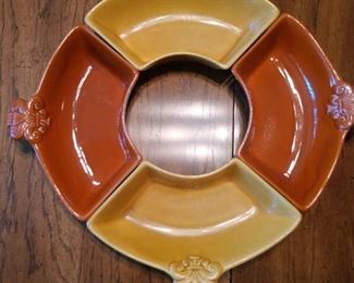 Vintage 4 piece Serving Dish, Gold and Amber