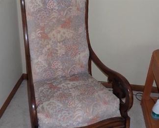 VINTAGE CURVED ARM ROCKER AND OTTOMAN