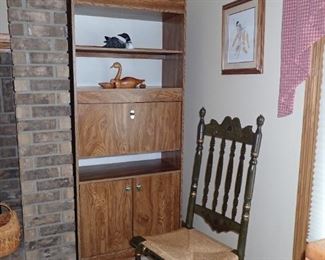 BOOKCASE - CARVED BIRDS = VINTAGE CHAIR