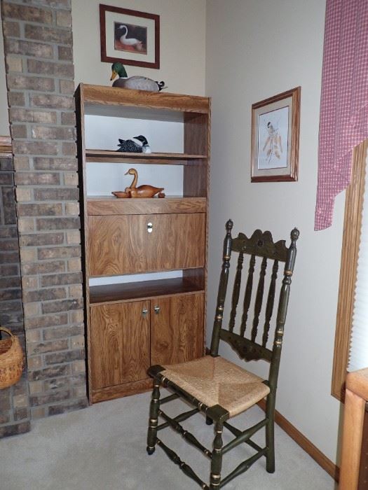 BOOKCASE - CARVED BIRDS = VINTAGE CHAIR