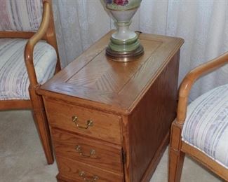 3 DRAWER OAK SIDE TABLE