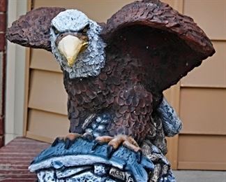 Attractive, painted concrete bald eagle.