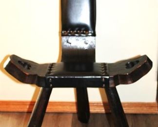 Antique Brutalist Tripod Stool, Birthing Chair, Milking Chair.  Made in Spain