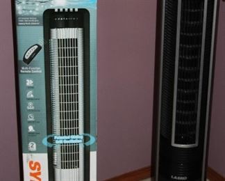 Brand new in the box Sylvania Tower fan and also a Lasko Tower fan in excellent condition.  Both oscillating.