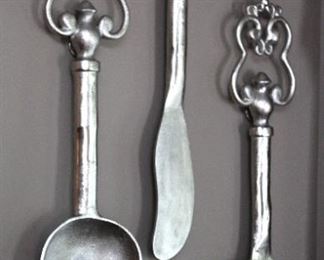 Metal fork, spoon and knife kitchen decor.