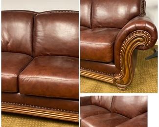 Leather love seat. Gracefully studded. Great curves and nice stitching. $395. Why wait for furniture when you can get it today?