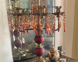 Candelabra; Florentine tray